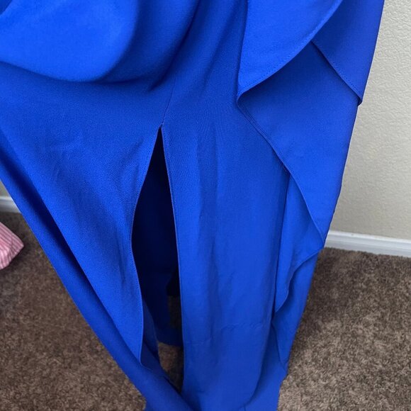 BCBGMaxAzria Royal Blue Cut Out Maxi Dress Ruffle Formal Gown Size 10 - Picture 8 of 14